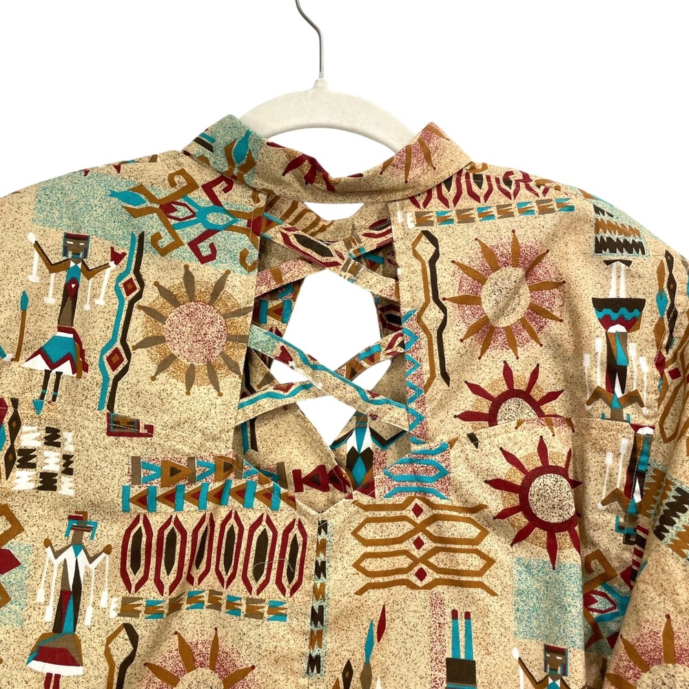 Vintage Wrangler aztec print crop shirt top Size L‎ western cowgirl rodeo - Picture 5 of 8